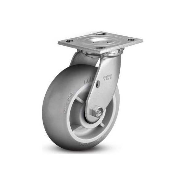 Colson 4 Series Swivel Plate Caster - Rubber on Polyolefin 8" Dia. 600 Lb. Cap. 4.08199.559 - main